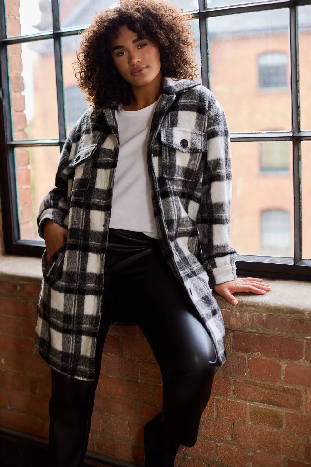 Evans Black & White Check Shacket