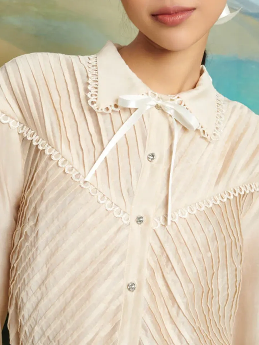 Casual Lace Ruffle Blouse