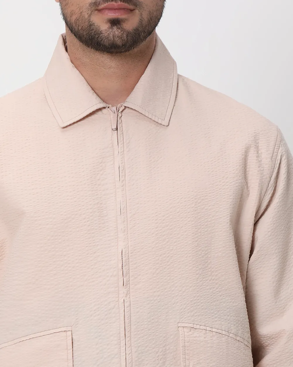 Versatile Comfortable Slim-Fit Peach Cotton Jacket