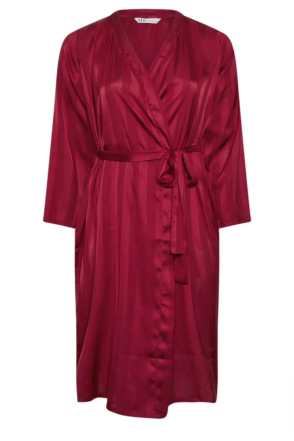YOURS Curve Red Stripe Jacquard Satin Robe