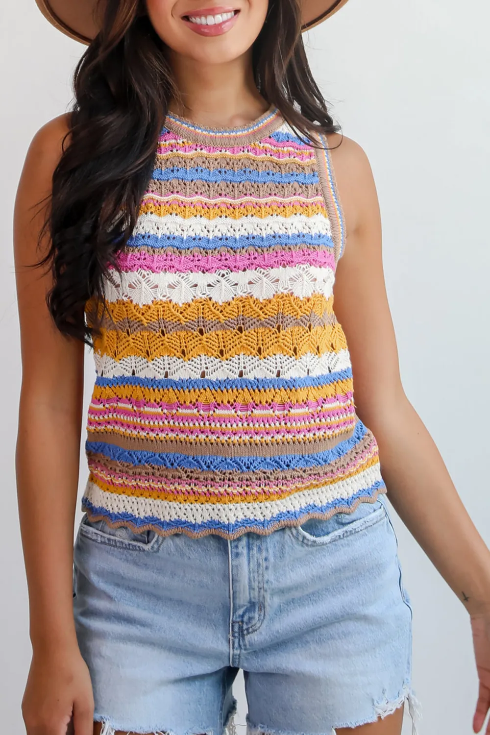 Superior Sweetness Multi Crochet Knit Tank