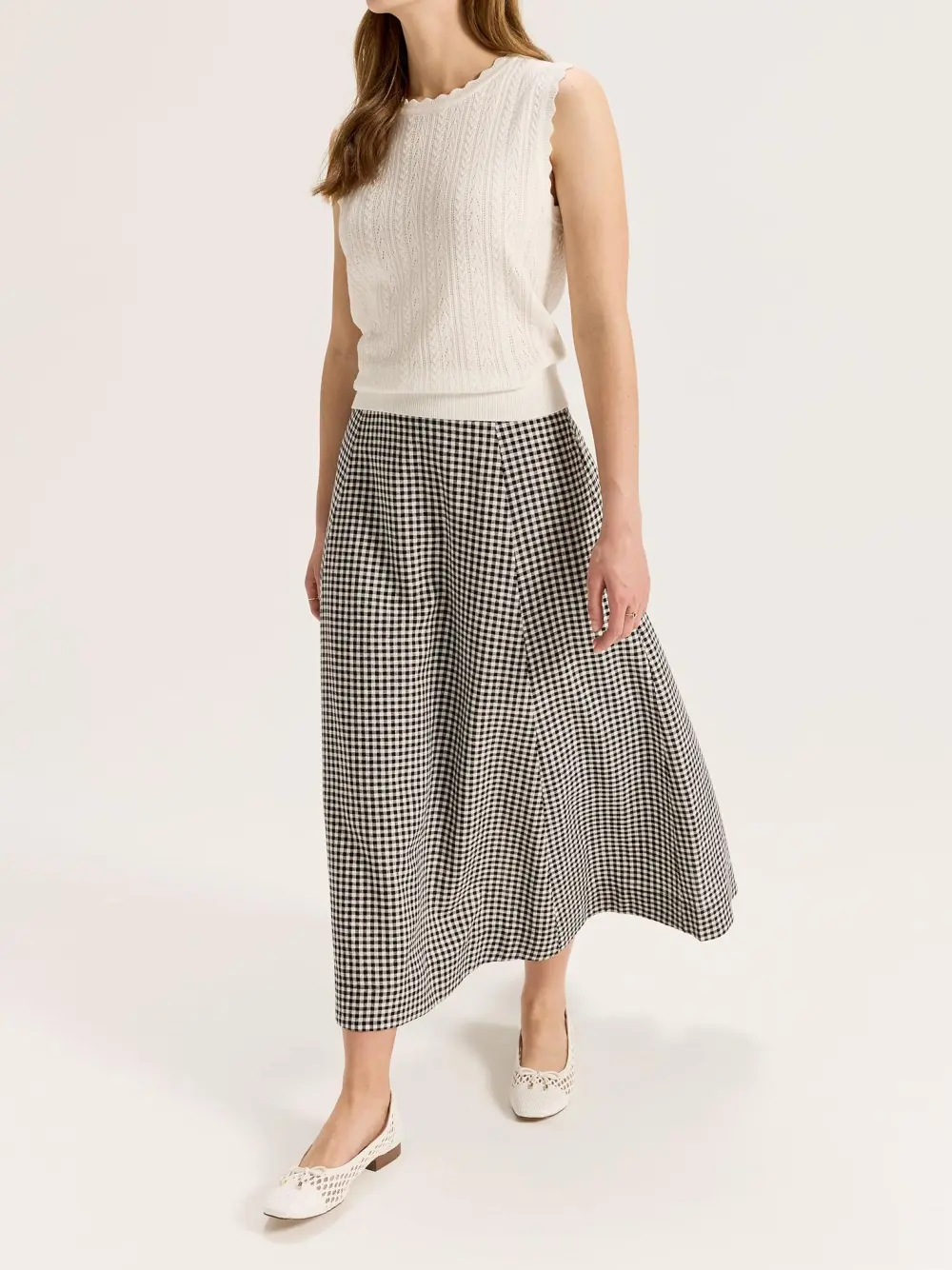 Ivory Hollow Knit Vest Top