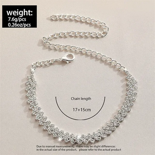 Anklet Personalized Stylish Artistic Women's Body Jewelry For Formal Date Classic Rhinestone Iron Gypsophila Silver