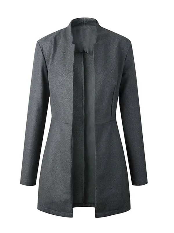 Women's Coat Outdoor Slim Fit Plain Warm Fashion Regular Fit Outerwear Long Sleeve Spring Dark Gray S