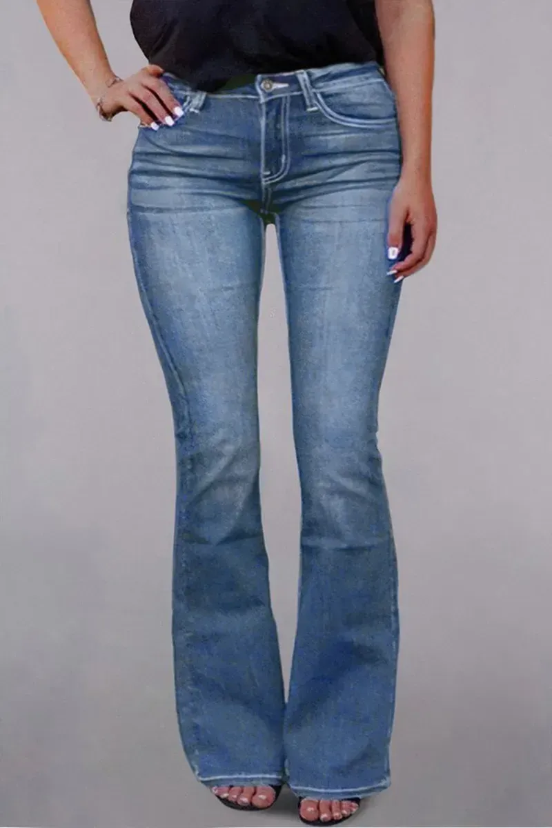 Zip Fly Mid Waist Bootcut Jeans