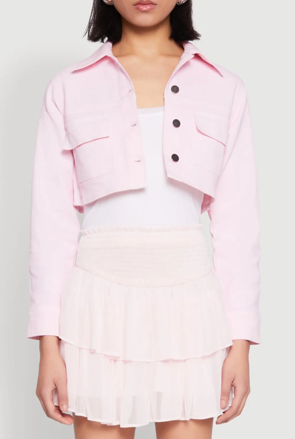 Solid Color Short Denim Jacket