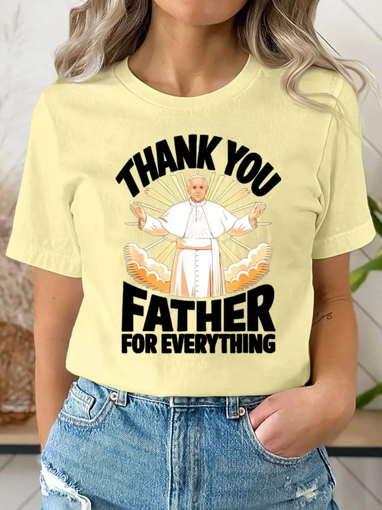 Women's Thank You Father 1936-2025 Print Short Sleeve Round Neck Cotton T-Shirt