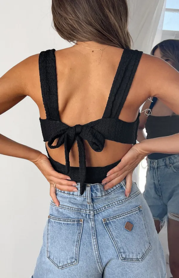 Black Ruched Strappy Crop Tank Top