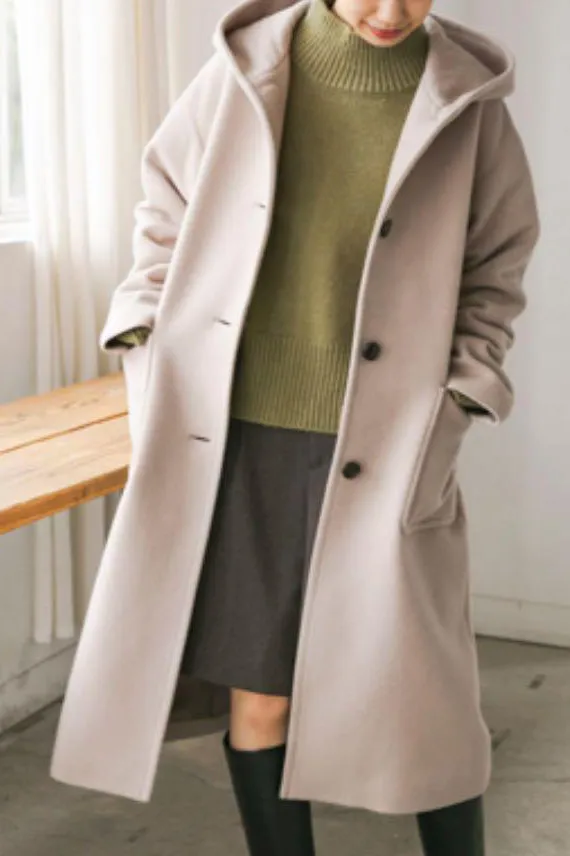 Vintange Open Front Hooded Coat