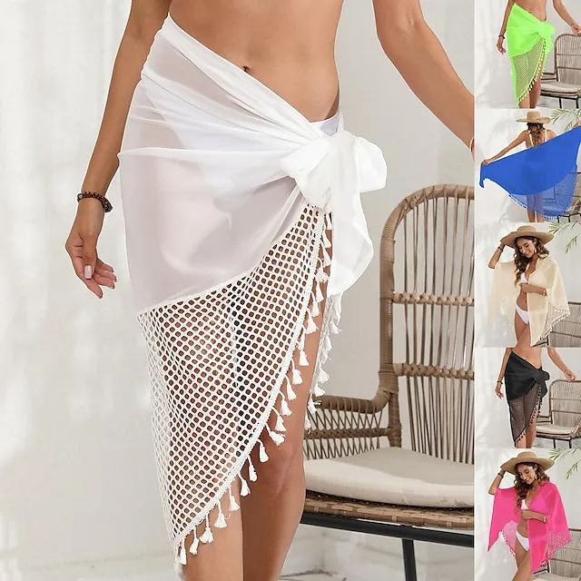 Women's Swimwear Bikini Bottom Beach Bottom Normal Swimsuit 2 Piece Tassel Plain Black White Pink Blue Green Bathing Suits Sexy Beach Wear Holiday