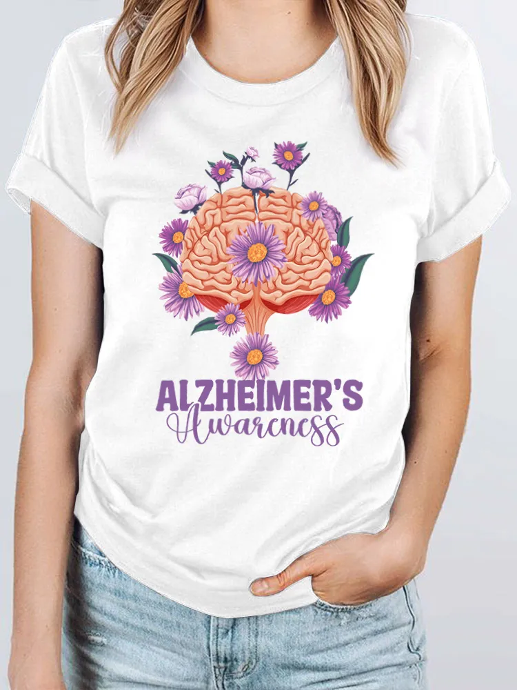 Women's I Will Remember For You Dementia Alzheimer's Disease Awareness Print T-Shirt