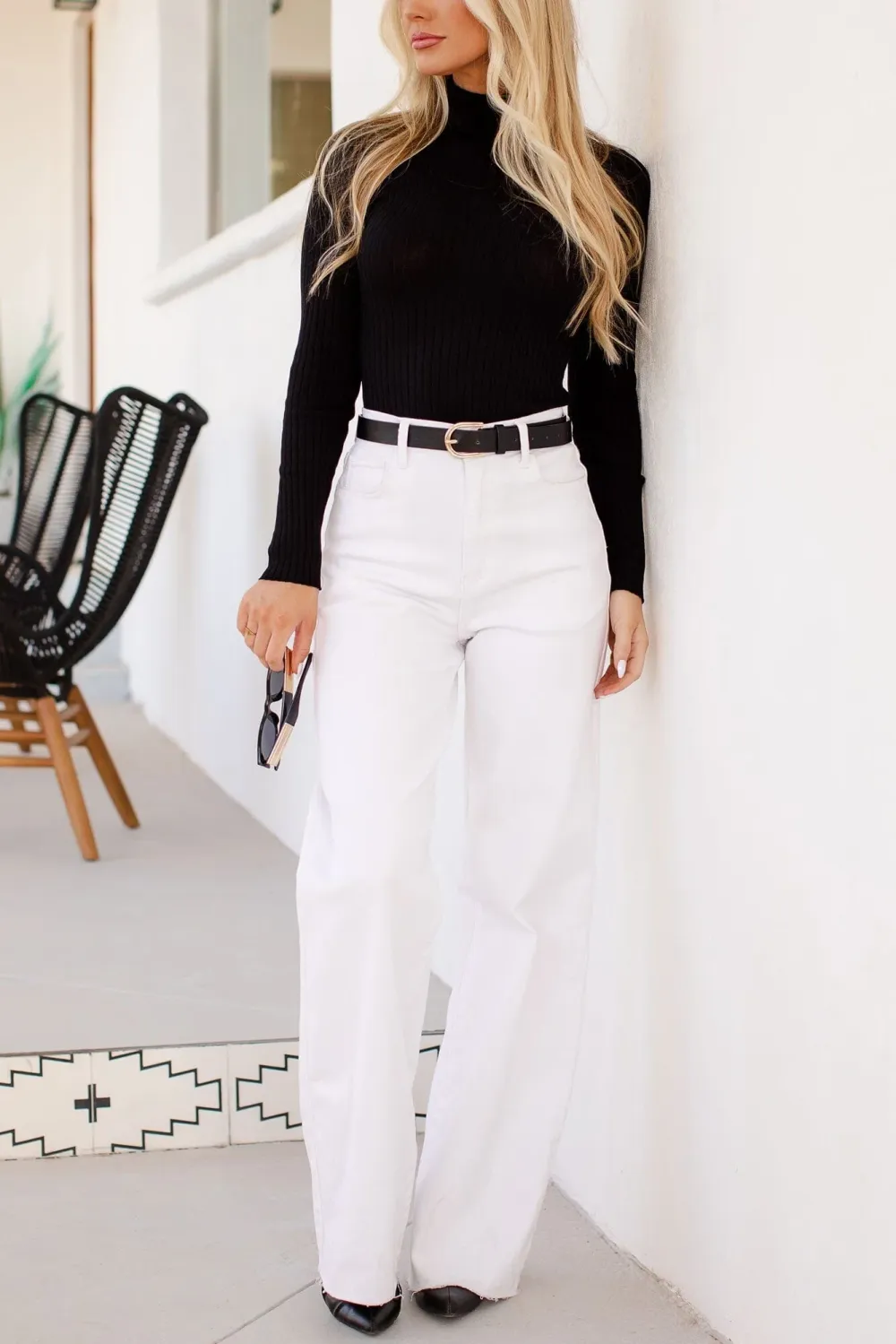 Rose Ribbed Turtleneck Bodysuit