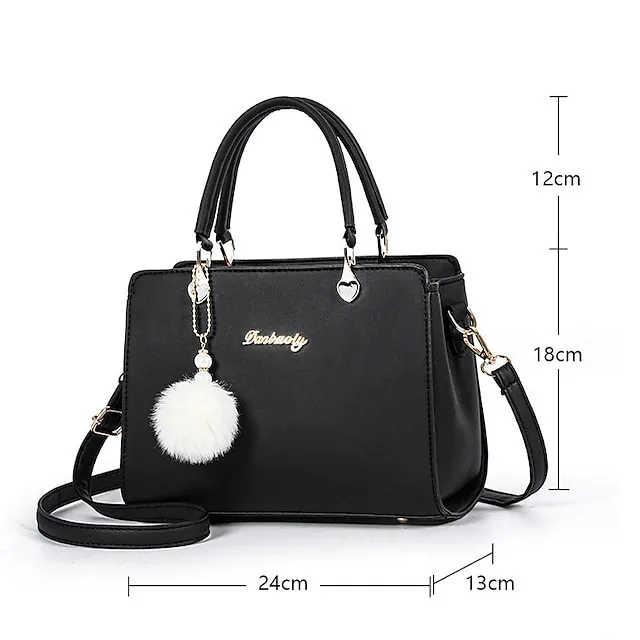 Women's Handbag Crossbody Bag Diaper Bag Tote PU Leather Office Daily Pendant Adjustable Large Capacity Durable Solid Color Black White Pink