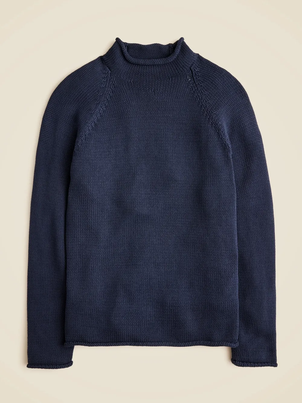 Navy Blue Mock Neck Wool Sweater