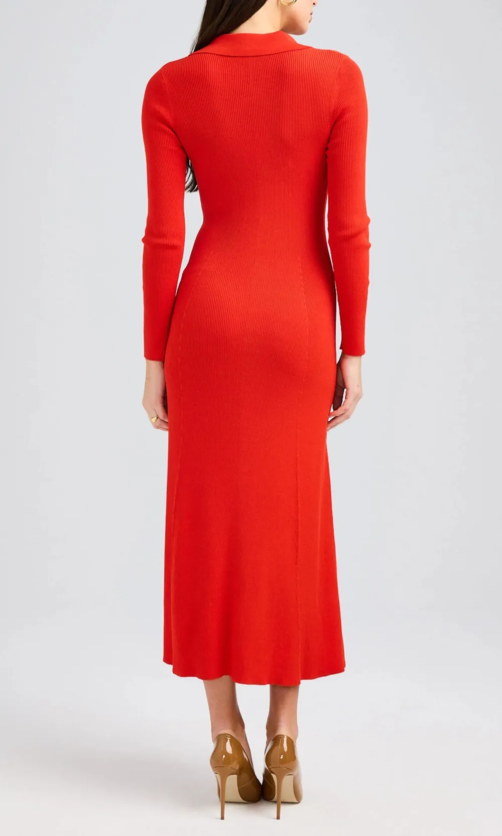 Lapel Long Sleeve Sweater Dress