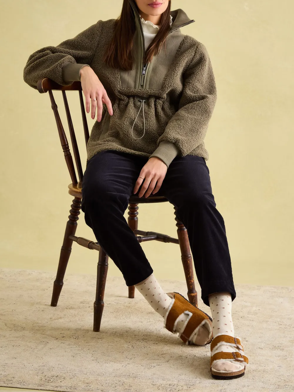 Khaki Green Borg Fleece