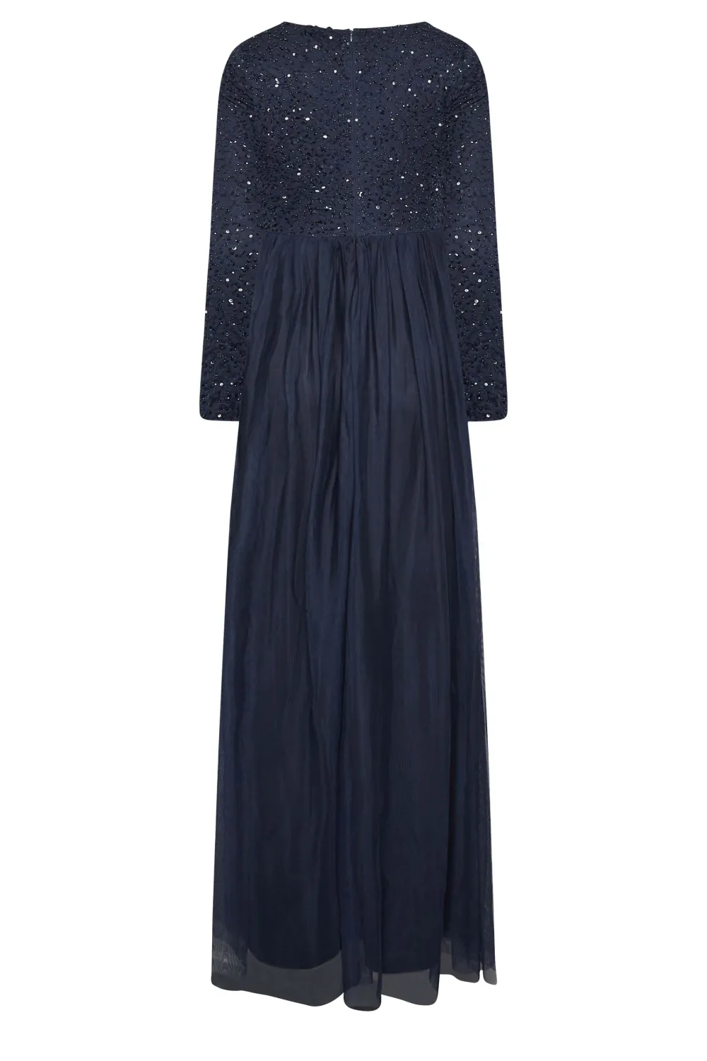 LTS Tall Blush Pink Long Sleeve Sequin Hand Embellished Maxi Dress