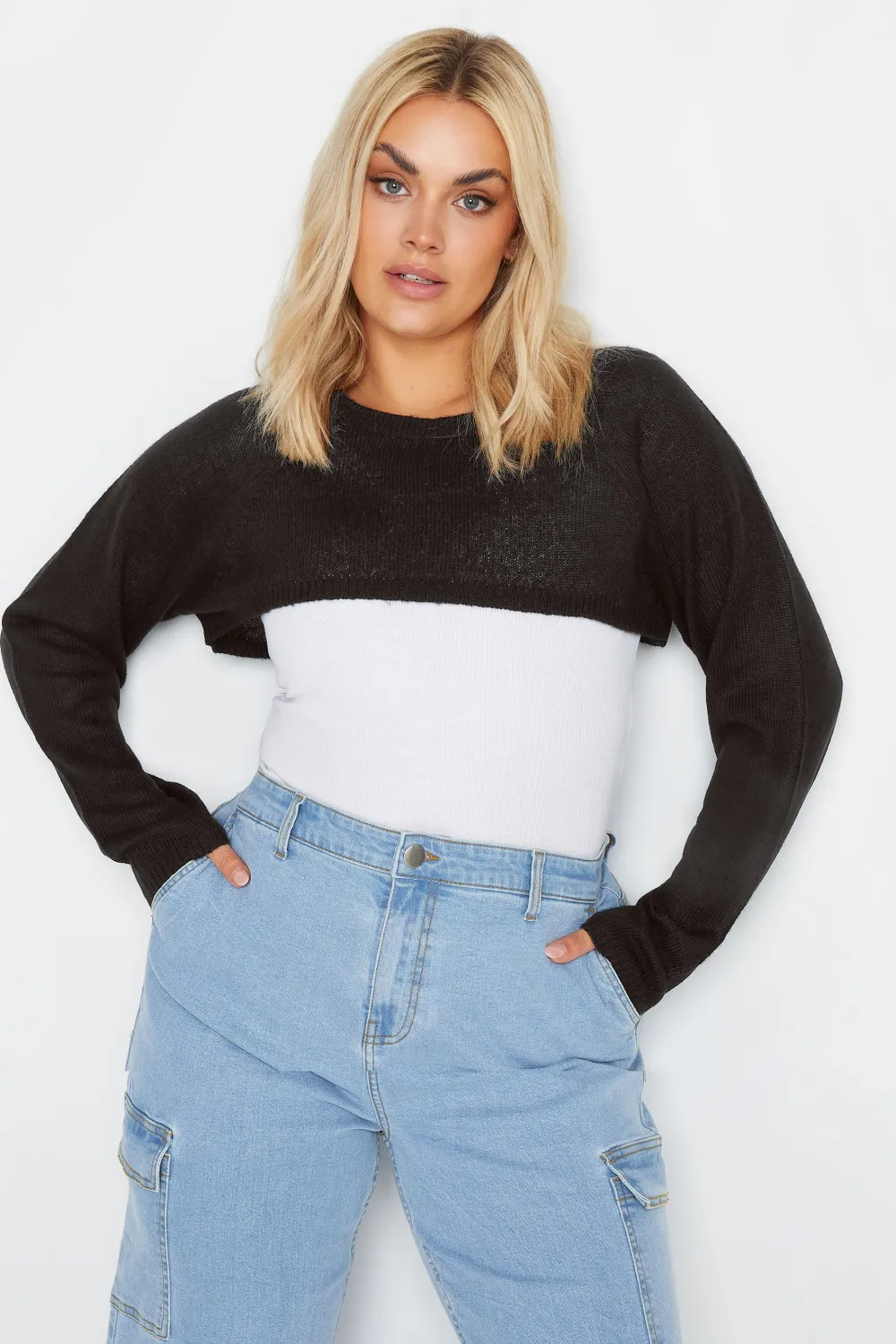 YOURS Curve Blue Knitted Arm Warmer