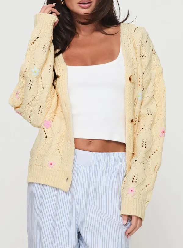 Floral Print Cardigan Cream