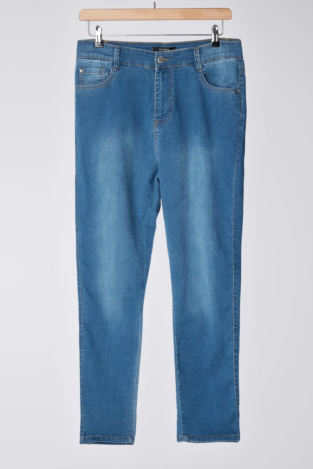 EVANS Curve Blue Midwash High Waisted Skinny Jeans
