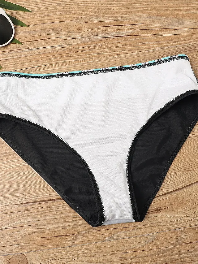 Women's Swimwear Bikini Plus Size Swimsuit 2 Piece Stripe Striped Black Burgundy Blue Lavender Purple Bandeau Bathing Suits Sports Push Up Summer