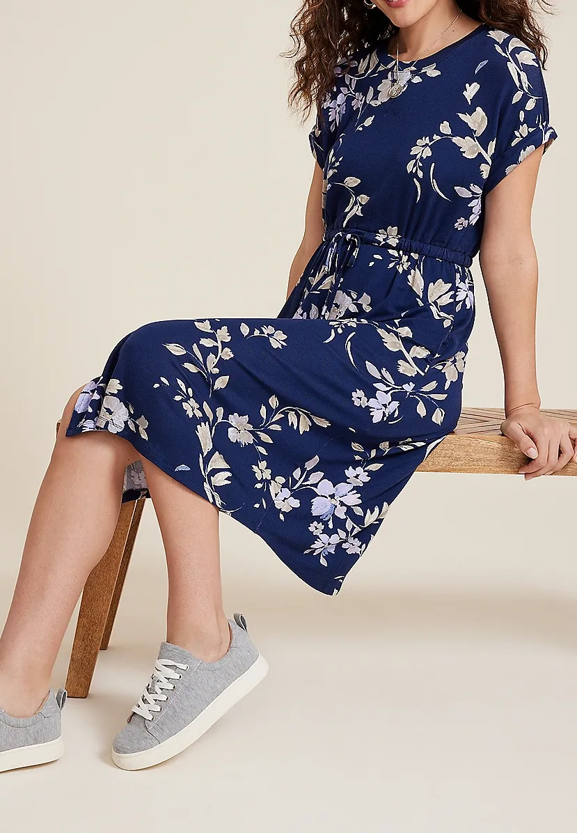 Floral Tie Waist Midi Dress