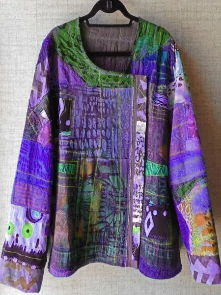 zolucky Casual Plus Size U Neck Abstract Casual Tops