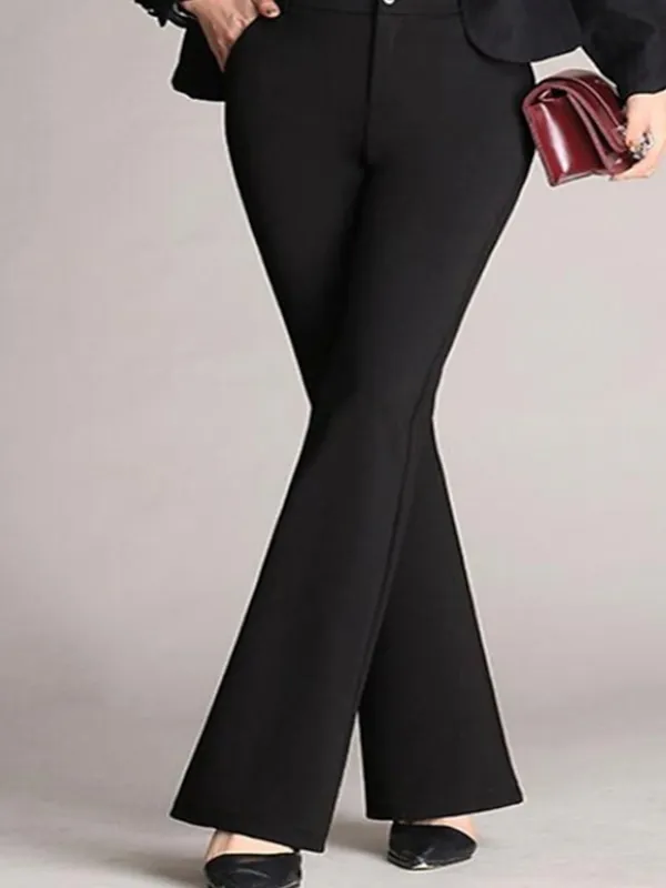 Women‘s Dress Work Pants Bootcut Pants Trousers Mid Waist Basic Daily Black 1# Black S M Summer