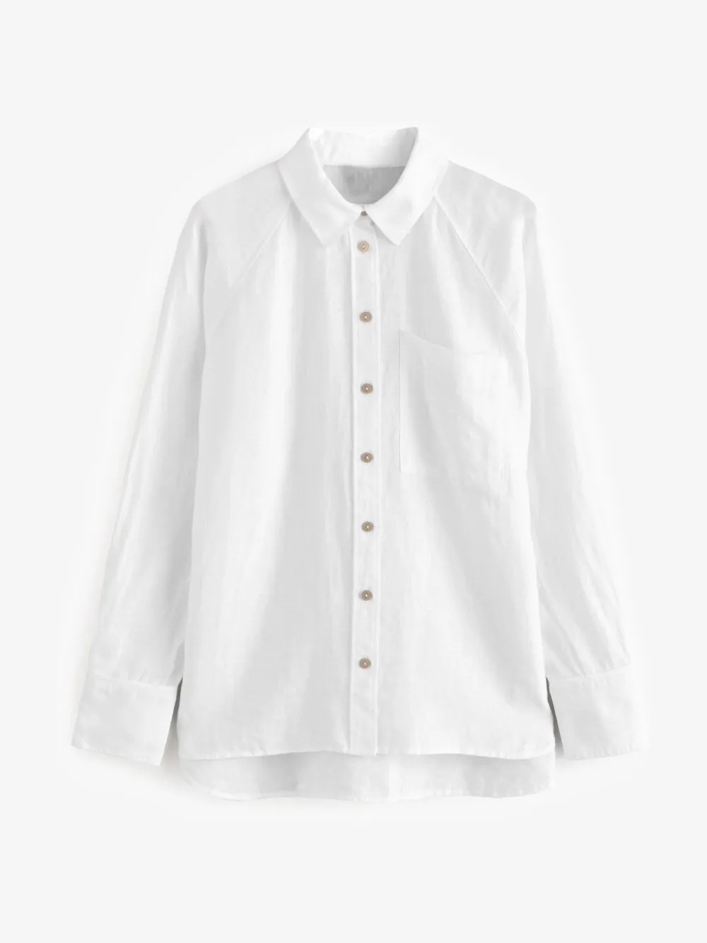 Loose Fit Long Sleeve Linen Button-Up Shirt