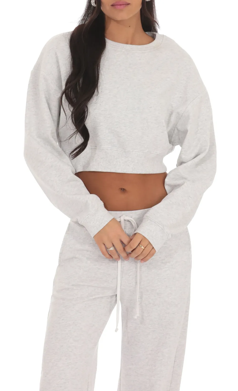 Cropped Jumper in Heather Grey