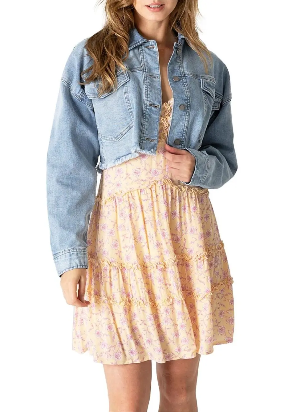 Dropped Shoulder Crop Denim Jacket