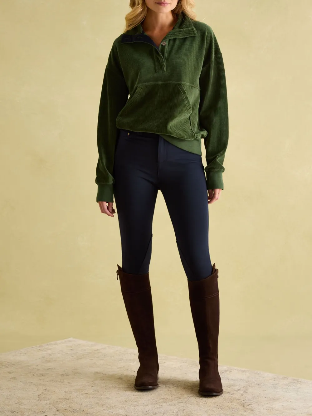 Green Casual Style Corduroy Sweatshirt