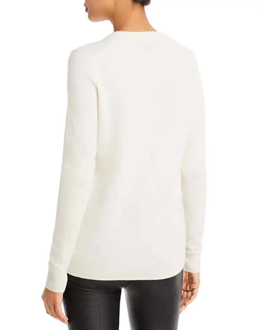 Casual Style Ribbed Crewneck Cashmere Sweater
