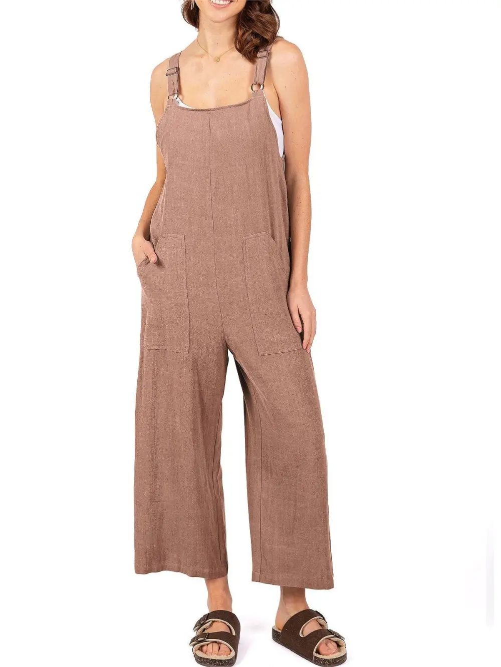 Crop Wide-Leg Linen Jumpsuit