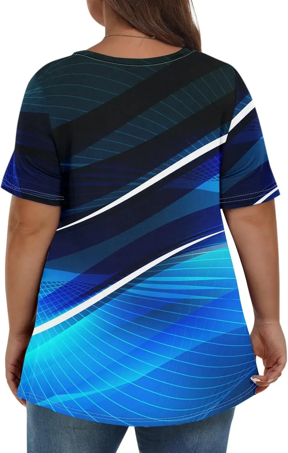 Plus Size Tops for Women Dressy Short Sleeve V Neck Shirts for Women Summer Tops for Women 2024 Floral Print Top