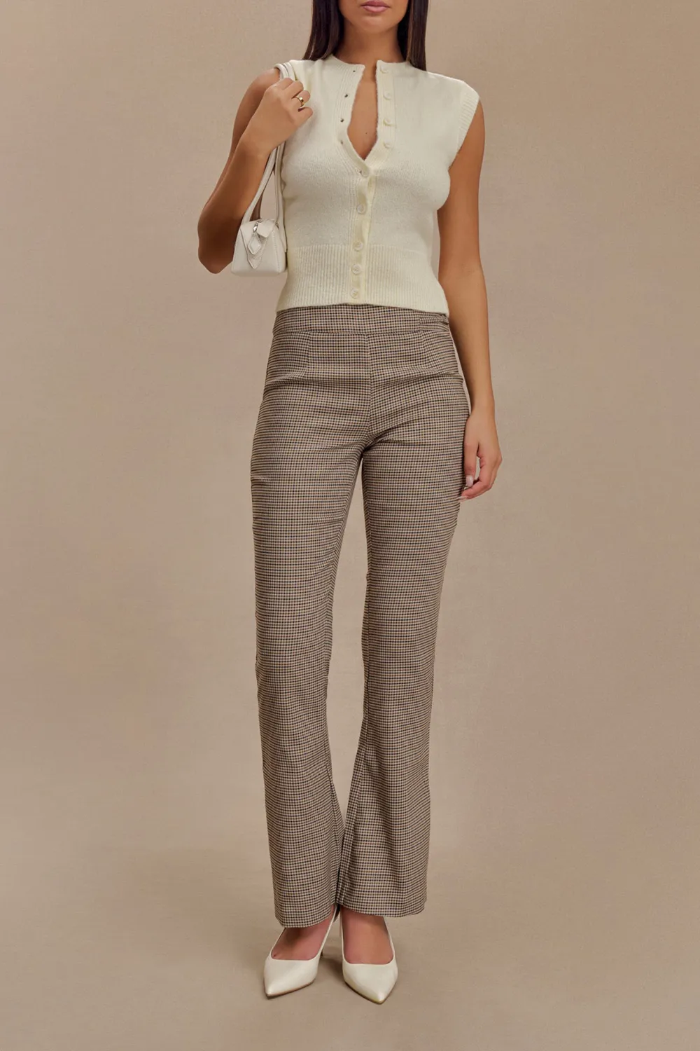 Mid Rise Buckle Straight Leg Pant
