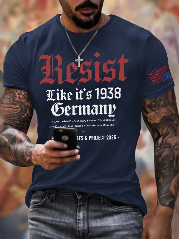 Men'S T-Shirt It Took The Nazis In 1938 One Month, Three Weeks, Two Days, Eight Hours And 40 Minutes To Destroy A Constitutional Republic
