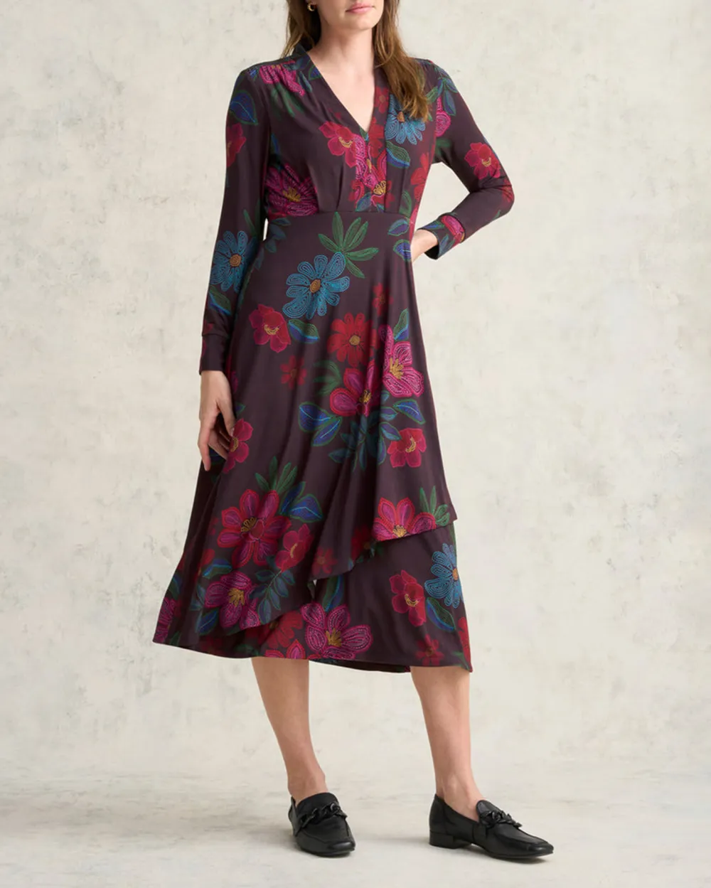 Printed Jersey Midi Dress