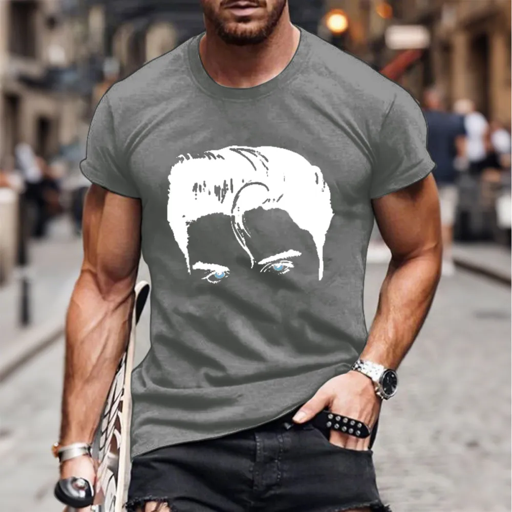 Men's Print Short Sleeve Round Neck Cotton T-Shirt