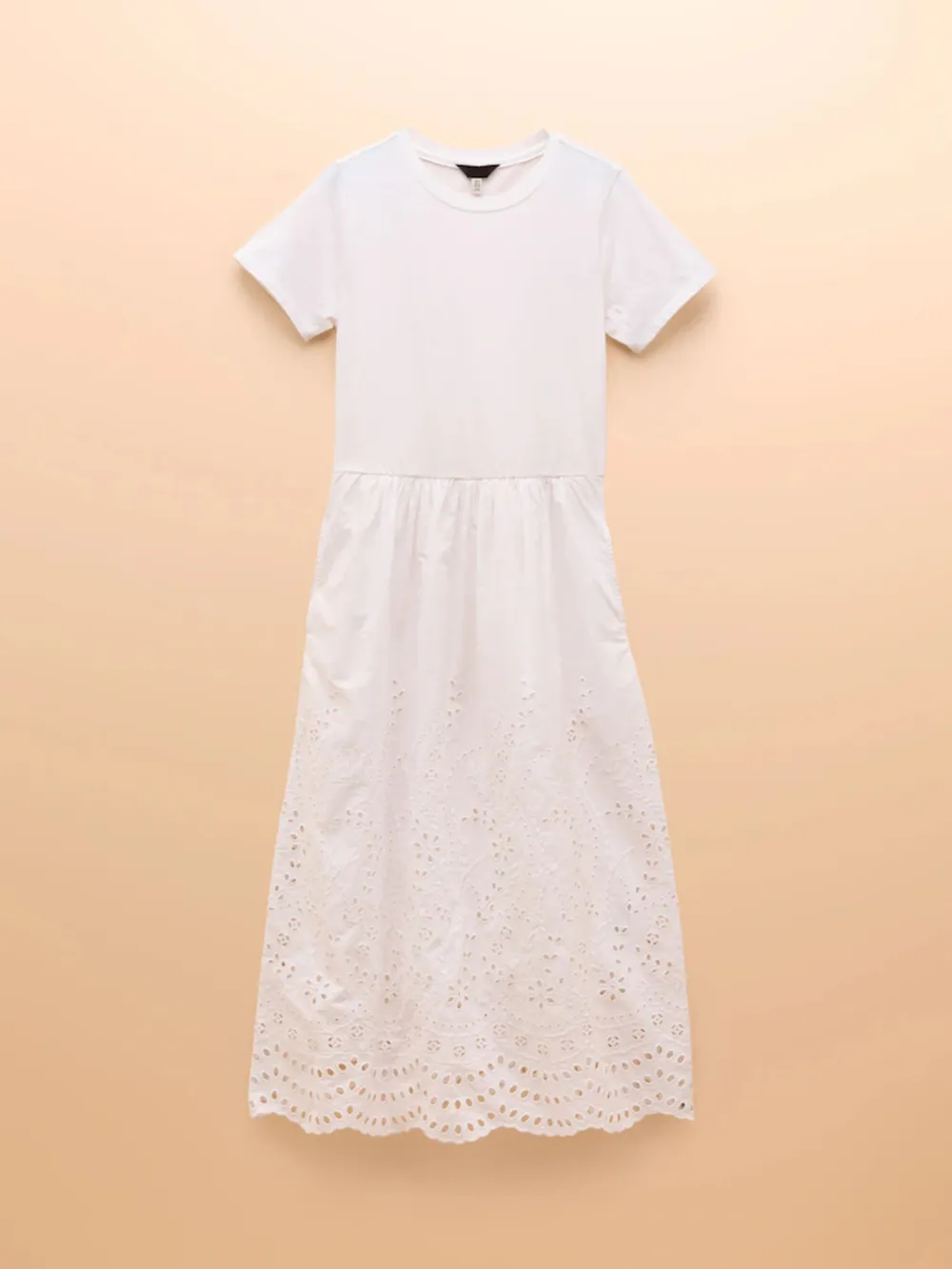 Classic Soft Breathable Plain Lace Hem Cotton Dress