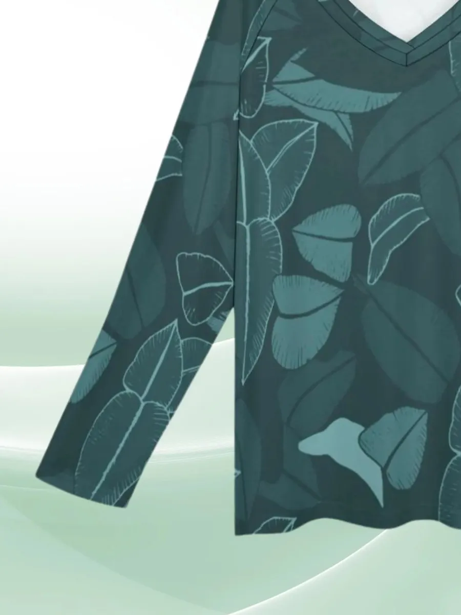 Leaf Print Long Sleeve T-Shirt