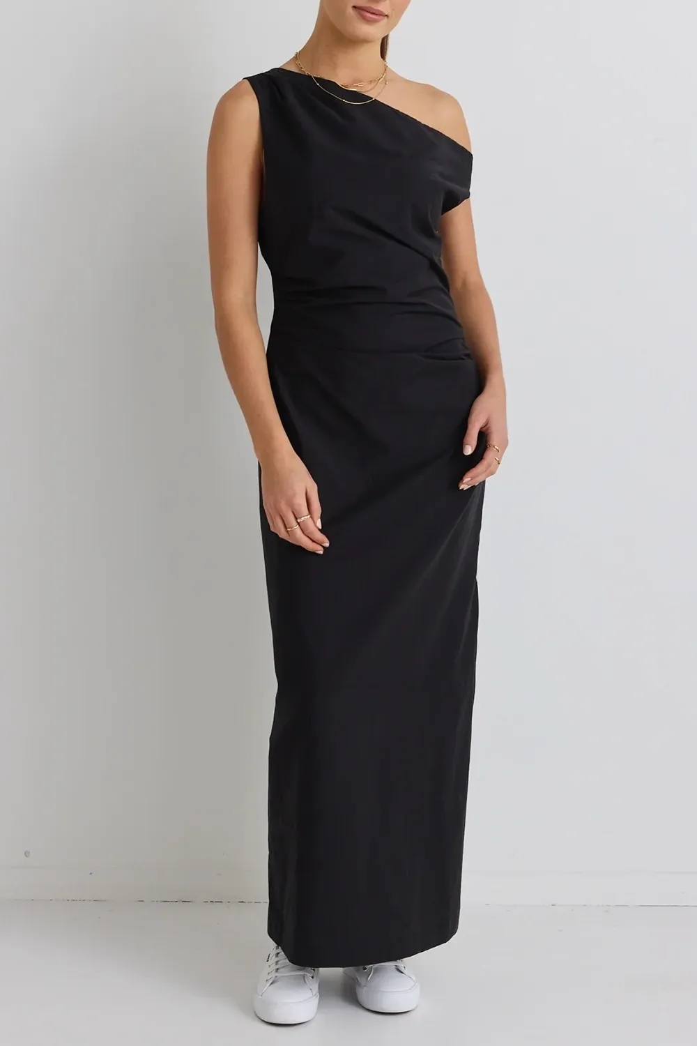 One Shoulder Black Maxi Dress