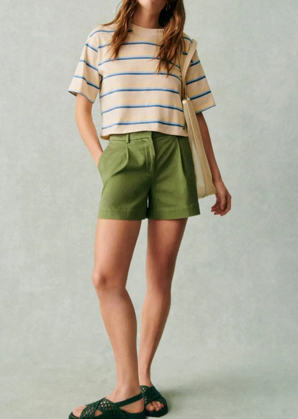 Striped Short Sleeve Cropped Organic Cotton T-Shirt
