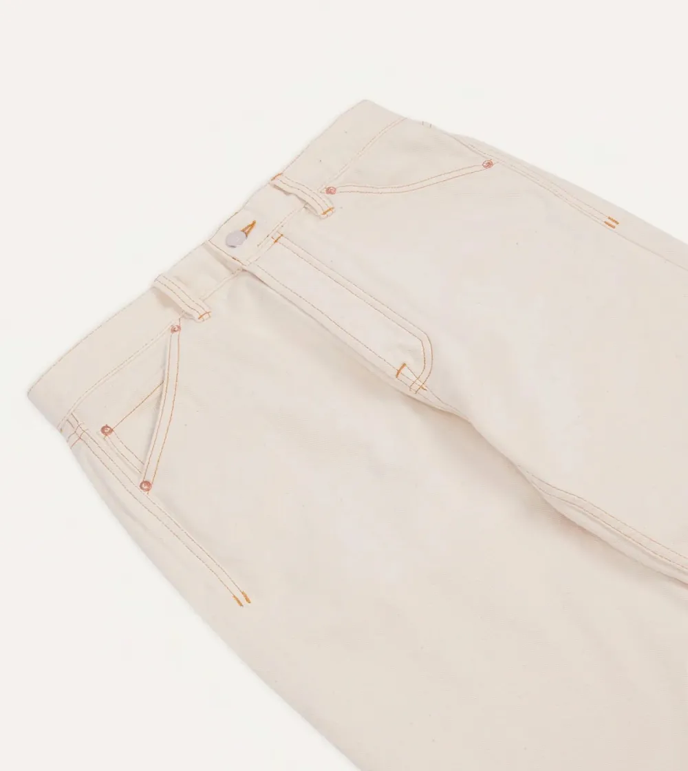 Ecru Selvedge Denim Contrast Stitch Five-Pocket Jeans