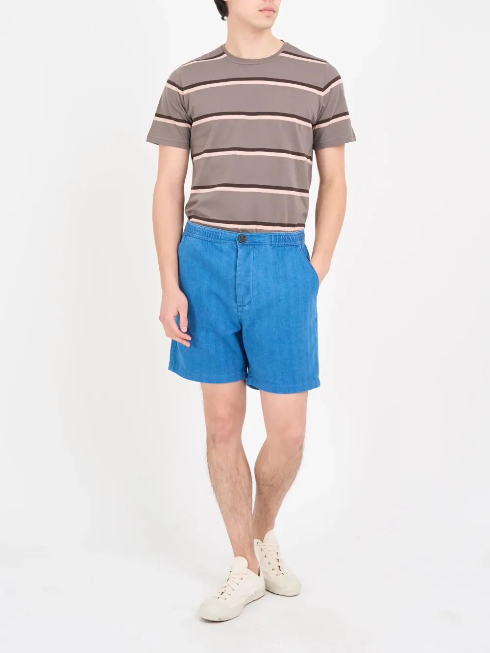 Indigo Straight-Leg Cotton Shorts