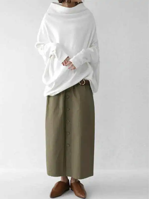 Stylish 3 Colors Loose Stand Collar Batwing Sleeve T-Shirt Tops