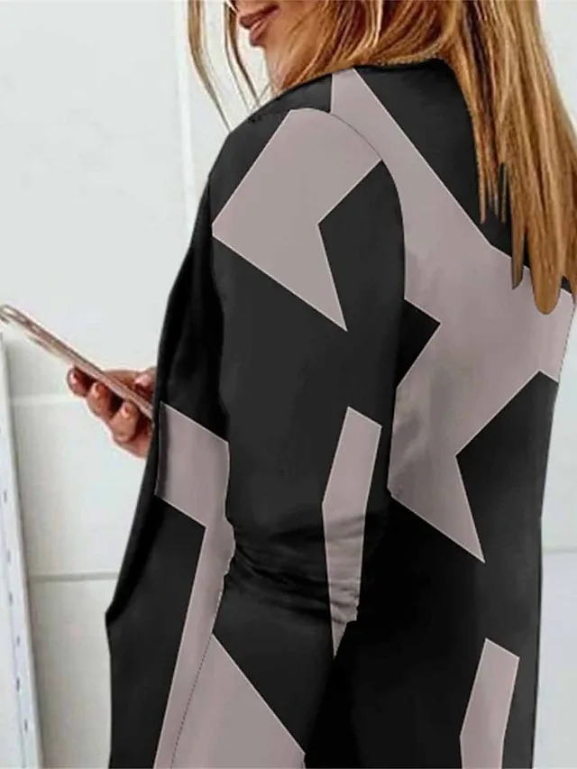 Women's Suits Blazer Office Work Daily Wear Summer Spring Fall Regular Coat Regular Fit Thermal Warm Windproof Breathable Stylish Contemporary Modern Style Jacket Long Sleeve Floral Color Block Print