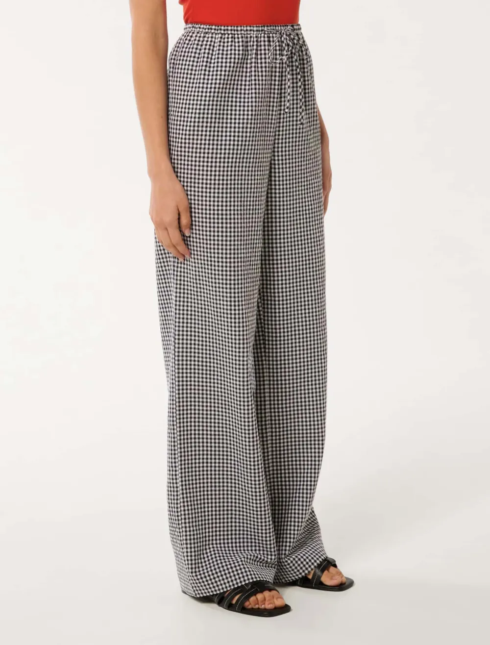 Gingham Wide Leg Pant