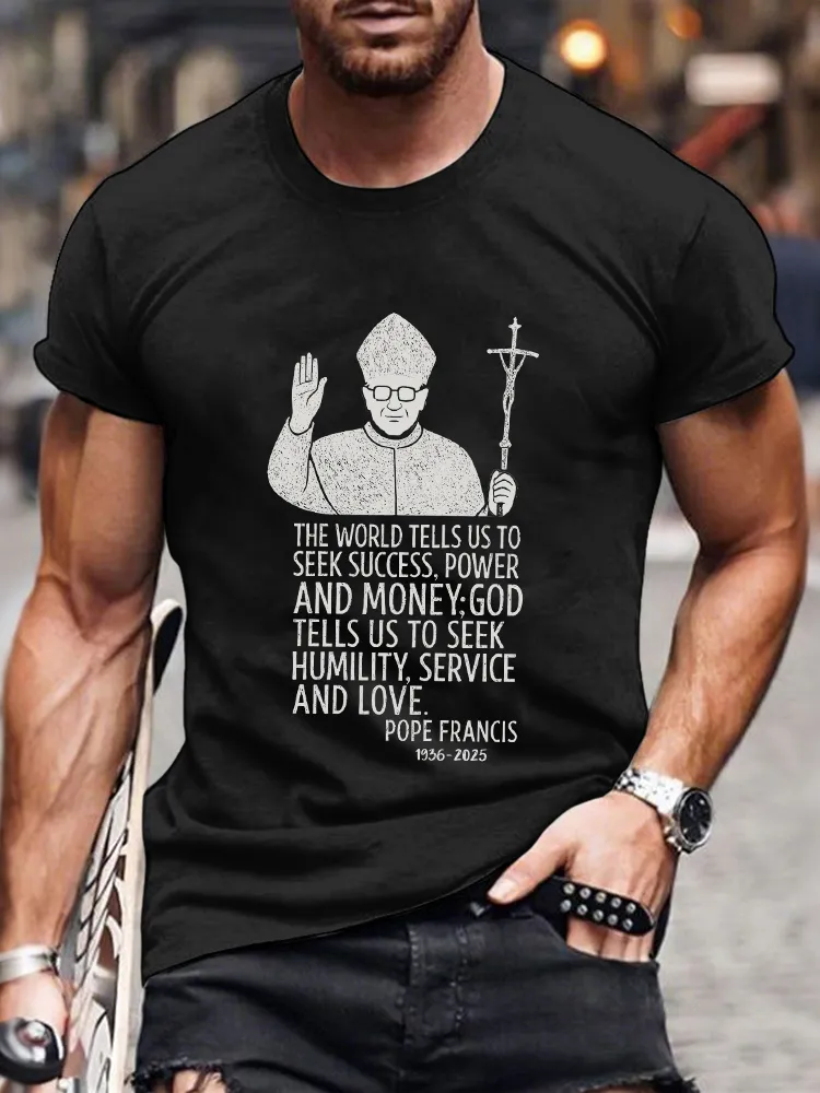Men's God Tells Us To Seek Humility Service And Love Print Short Sleeve Round Neck Cotton T-Shirt