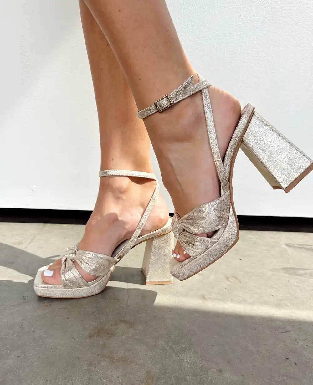 Shimmer Block Heel
